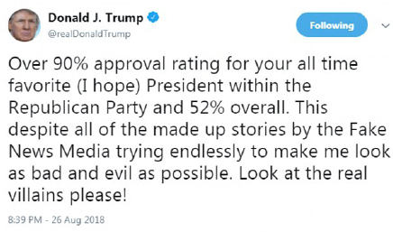 USA President Twitter post
