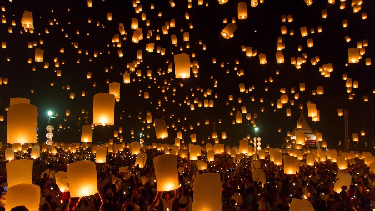 Lanterns in the night sky
