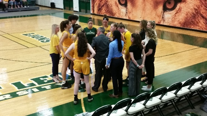 Saint Leo Women’s Basketball Team’s Head Coach Anthony Crocitto Discussing Strategy.