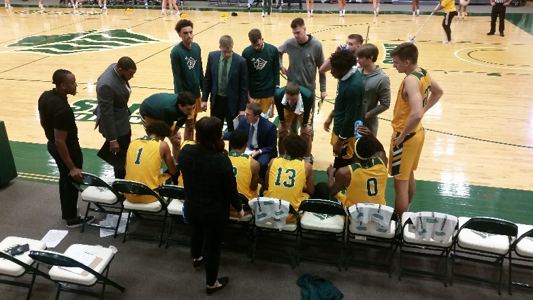 Saint Leo Men’s Basketball Team Meeting with Assistant Coach Ryan Hamm.