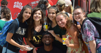 Photo ops were apart of the day as staff, faculty and students posed for photos with Captain Fear- the Tampa Bay Buccaneers mascot.