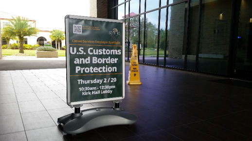 Saint Leo University’s Sign Prompting the U.S. Broder Patrol Coming to Campus.