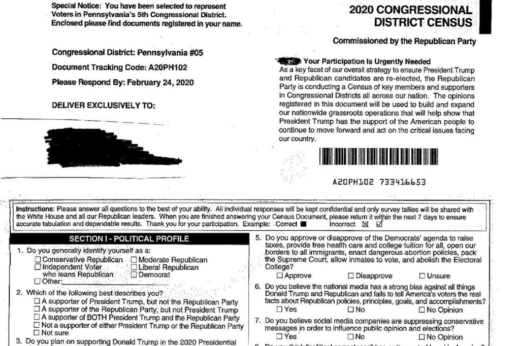 Montana’s Census and Economic Information Center states that “Official U.S. Census Bureau surveys will never ask respondents for money, and will always be postmarked from the U.S. Department of Commerce.”