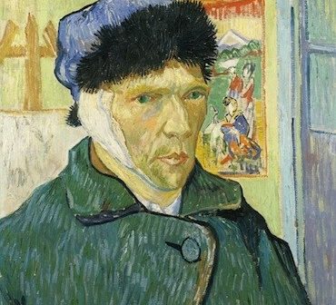 Self-Portrait with Bandaged Ear by Vincent van Gogh in 1889. (Khan Academy)
