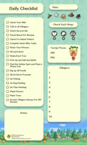 Animal Crossing, although diverse in its playstyle, is at its core meant to be a game that is played daily, prompting free daily chore lists to pop up across the internet. 