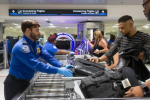 At TSA security check points, plastic shields have been installed and contact between the TSA officer and the belongings of travelers has been severely limited to only when absolutely necessary. 