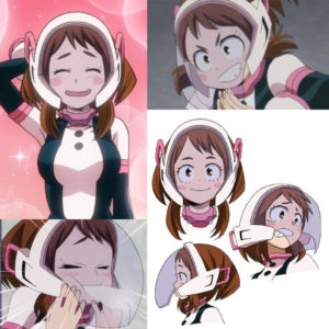 If you’re gathering inspiration from anime or movies for a creative helmet face covering, make sure to get multiple angles that show off all the details of the pieces; my reference for the Uravity helmet project is composed of screenshots from the anime and official concept art.