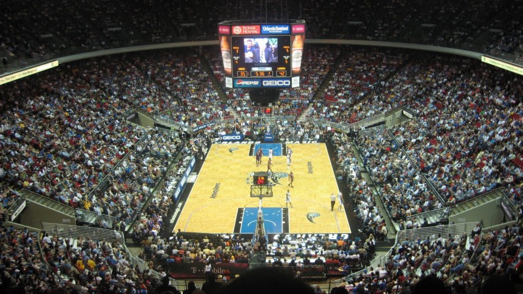 A glance inside the Orlando Magic arena, showing relatively how many people it is able to accommodate,