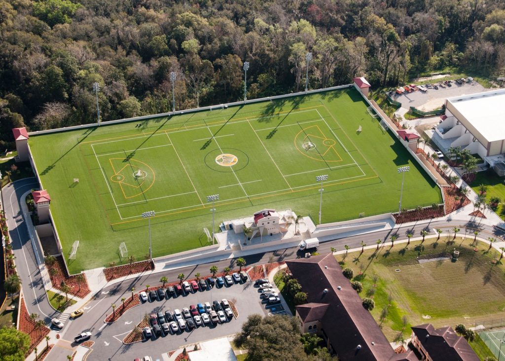 Saint Leo University's turf field, aerial view