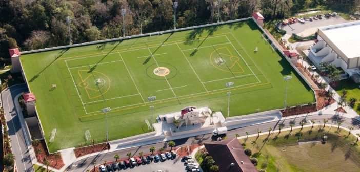 Saint Leo University's turf field, aerial view