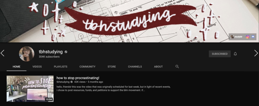 YouTube channel profile close up