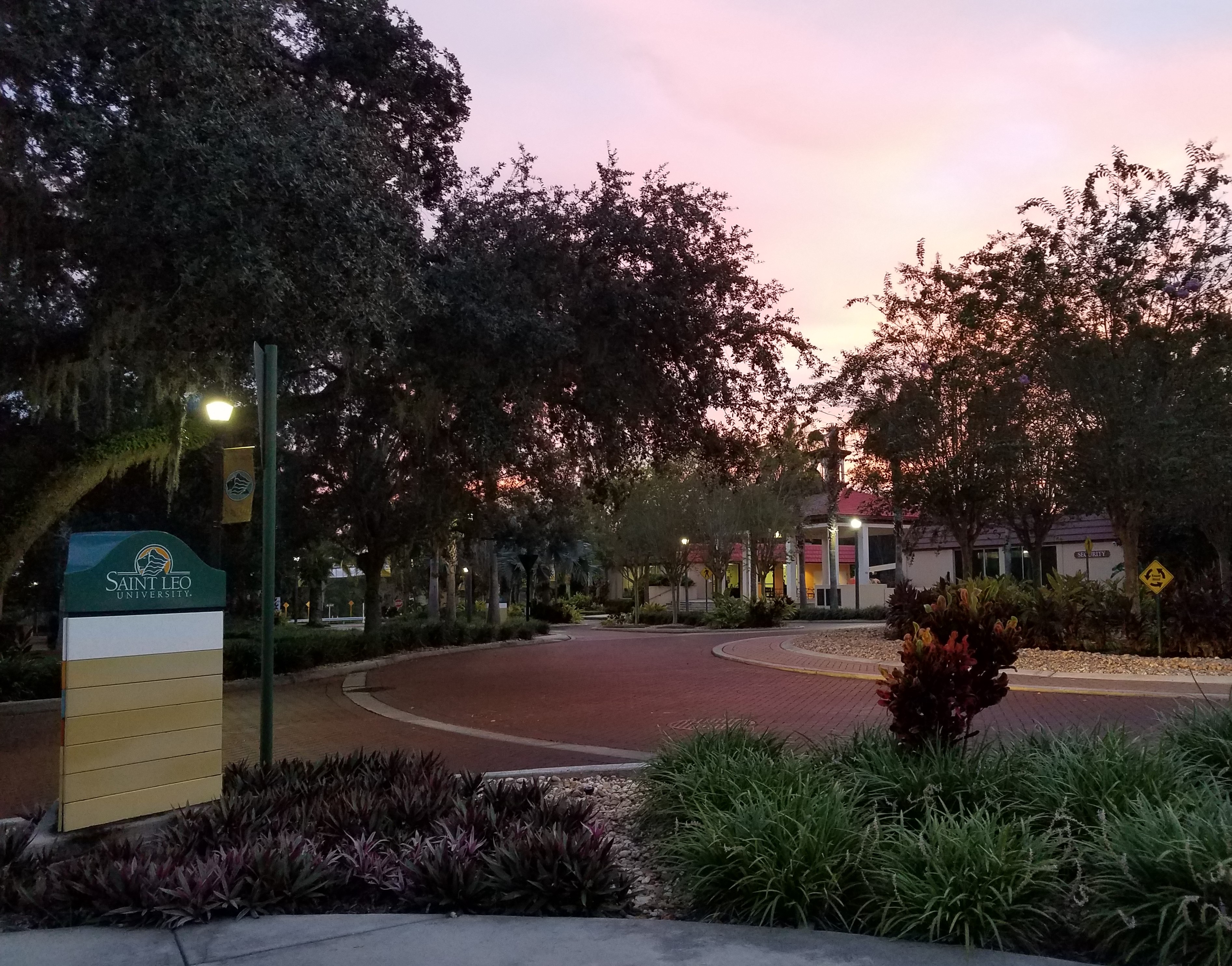 Saint Leo's roundabout at the front of the university's entrance.