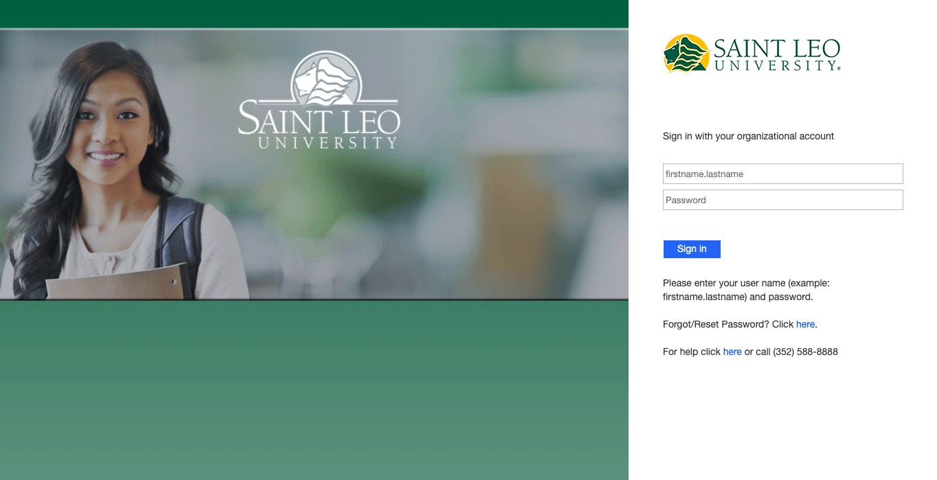 Screenshot of the My Saint Leo University Portal