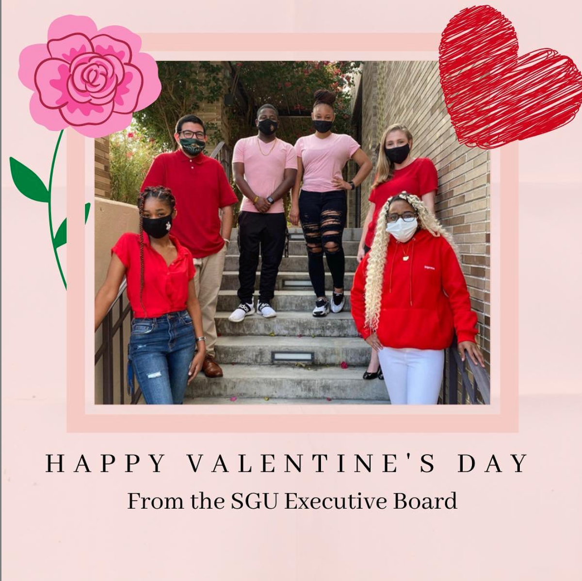 The current board of SGU members wishing all students a happy Valentine’s Day on an instagram post