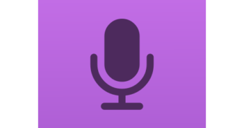 Podcast microphone purple icon