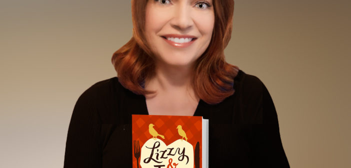 Amy Harris, Instruction & Assessment Librarian at the Cannon Memorial Library, holding the book "Lizzy & Jane" by Katherine Reay.