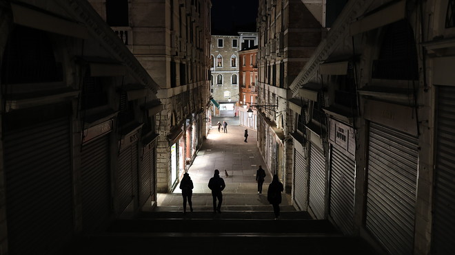 Italy alley during the night time