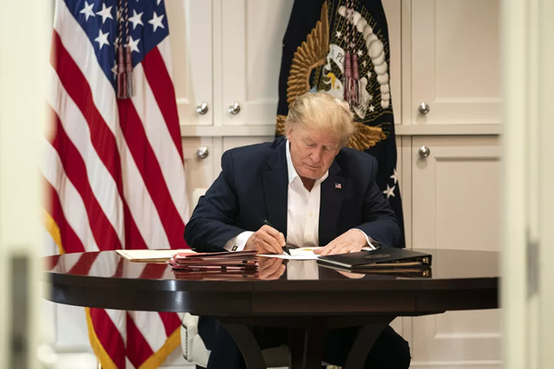 Trump in office signing